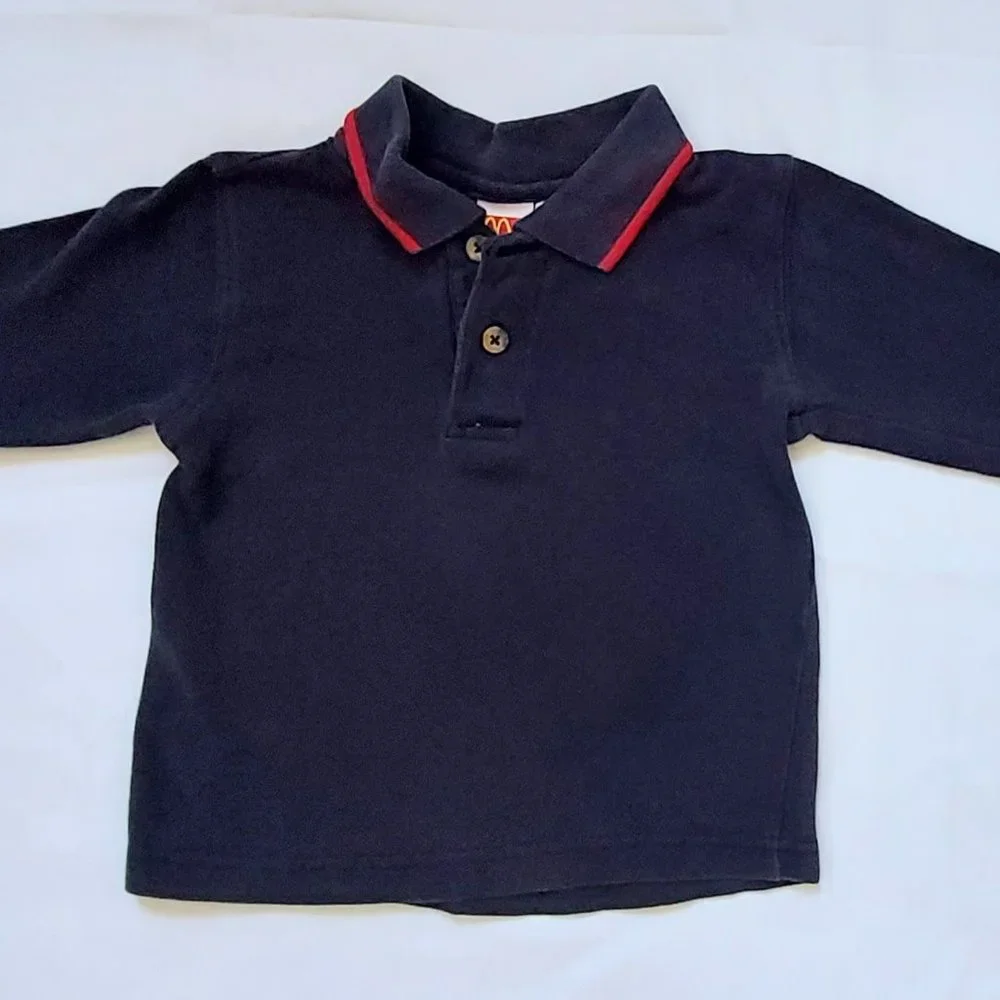 McDonald's McKids Toddler Boys Collared Long Sleeve Polo Shirt Size 18M Vintage